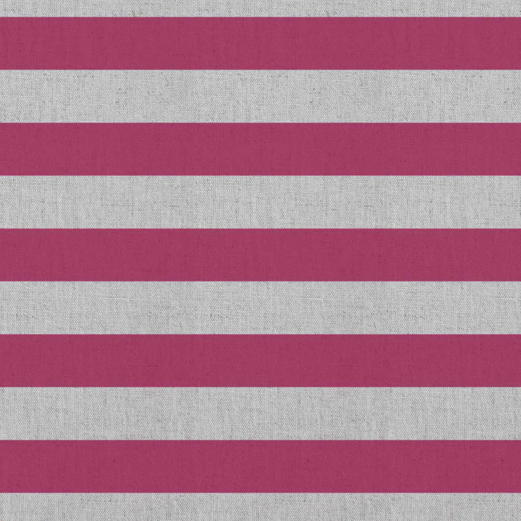 Della Wine - Natural linen mix curtain fabric, Red horizontal stripes