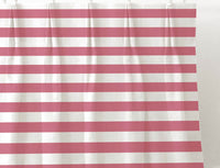 Della Wine-WHT - Linen curtain fabric, Red horizontal stripes