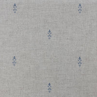 Asli Denim - Natural Linen fabric with classical Blue pattern. Close Up Photo