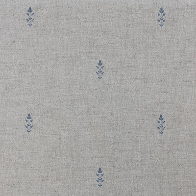 Asli Denim - Natural Linen fabric with classical Blue pattern. Close Up Photo