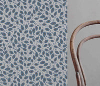 Goldie Denim - Natural curtain fabric with Blue botanical print