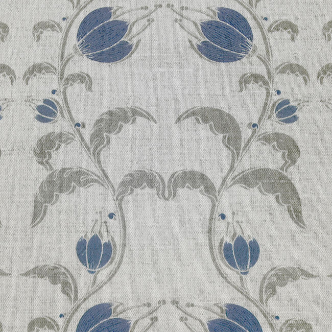 Dana Denim - Floral Blue and Grey print on Linen Cotton fabric