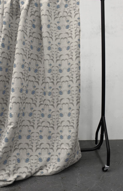Dana Denim - Floral Blue and Grey print on Linen Cotton fabric