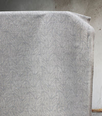 Pia Denim - Curtain fabric, abstract Blue leaf pattern