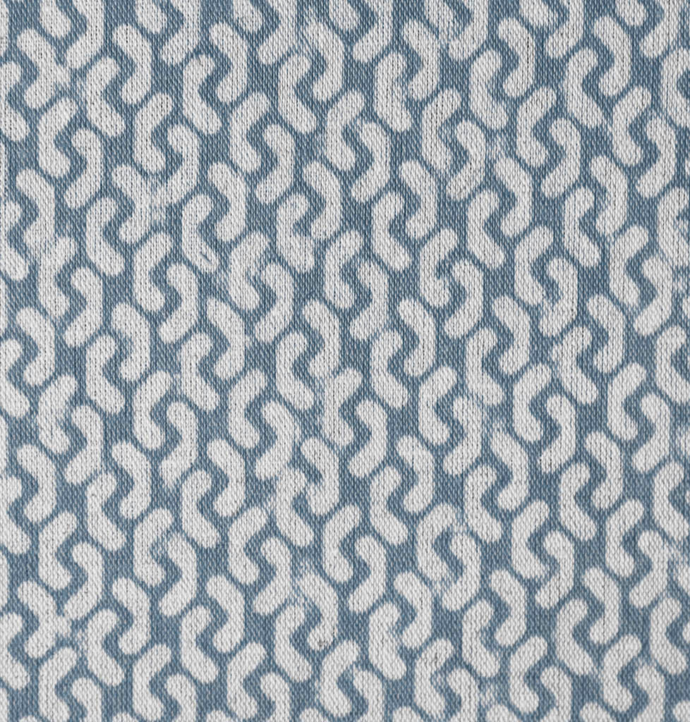 Arina Denim - Natural curtain fabric, Blue abstract print