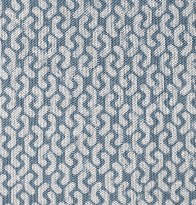 Arina Denim - Natural curtain fabric, Blue abstract print