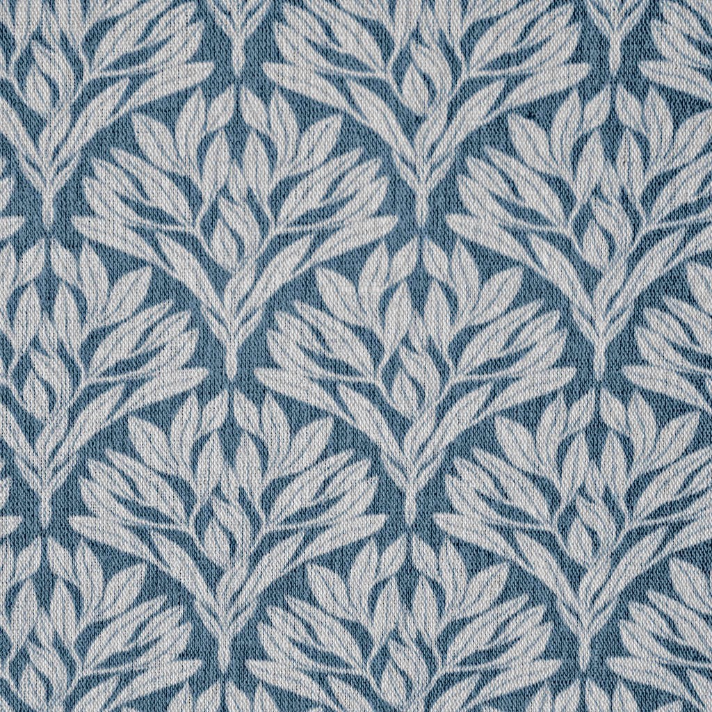 Birna Denim - Curtain fabric with Blue botanical print