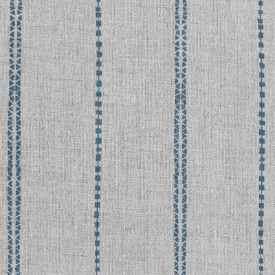 Inga-NAT Denim - Natural fabric with Blue decorative stripes, Linen Cotton mix
