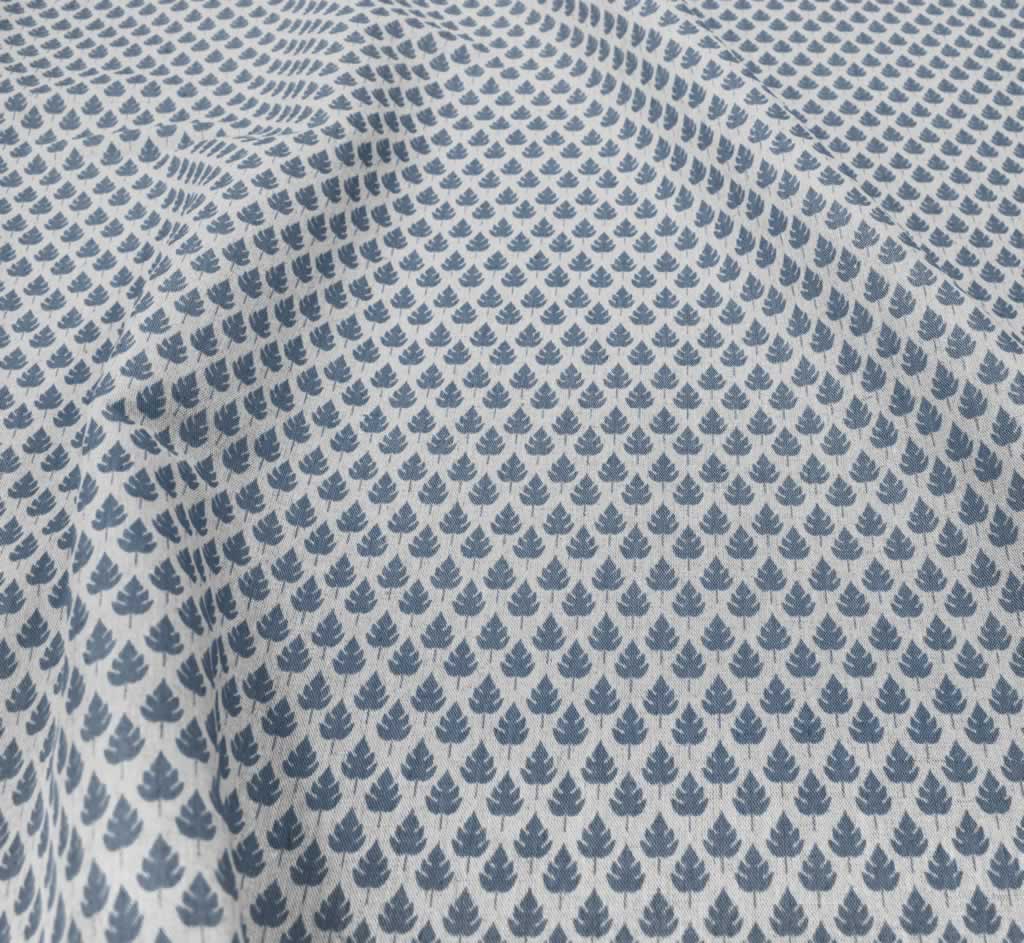 Kira-INV Denim- Curtain fabric with Blue botanical print