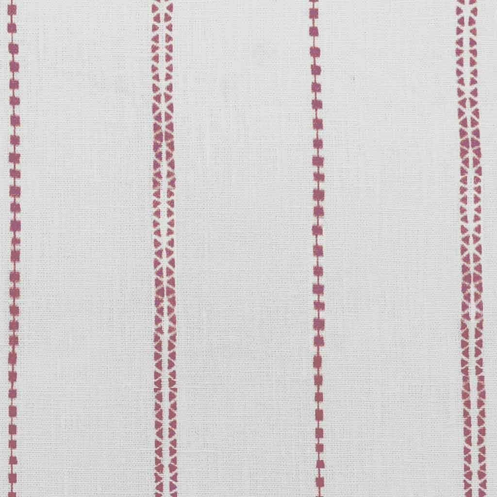 Inga Red - White fabric with Red decorative stripes, 100% Linen