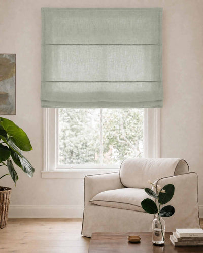 Duck egg Blue Roman blind. Made of soft Linen Cotton fabric Enni Duck Egg by Ada & Ina