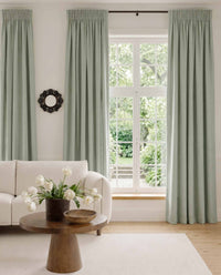 Duck egg Blue Linen curtains with pencil pleat heading. Soft Linen Cotton material. Enni Duck Egg by Ada & Ina
