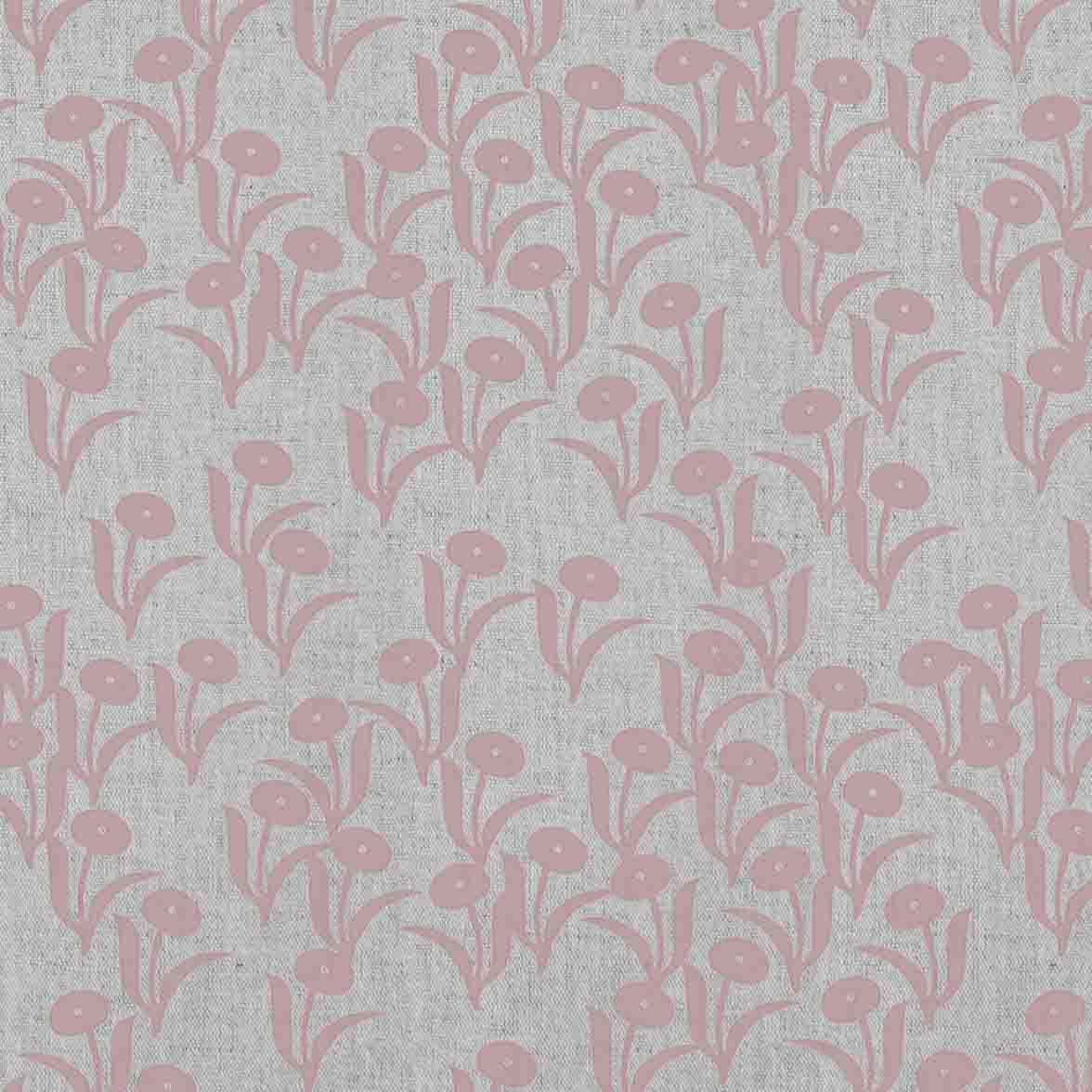 Nalini Dusty Pink - Natural fabric with botanical pale pink print