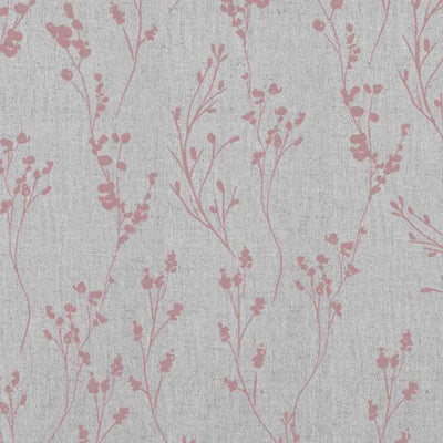 Saeeda Dusty Pink - Natural curtain fabric with Pink botanical print