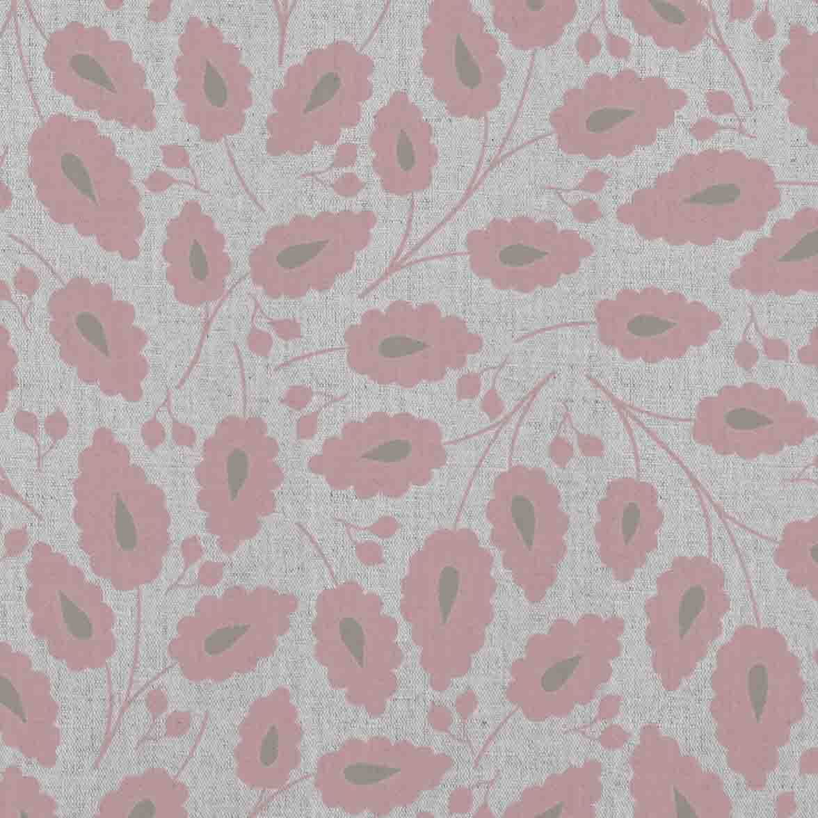 Goldie Dusty Pink - Natural curtain fabric with Pink botanical print