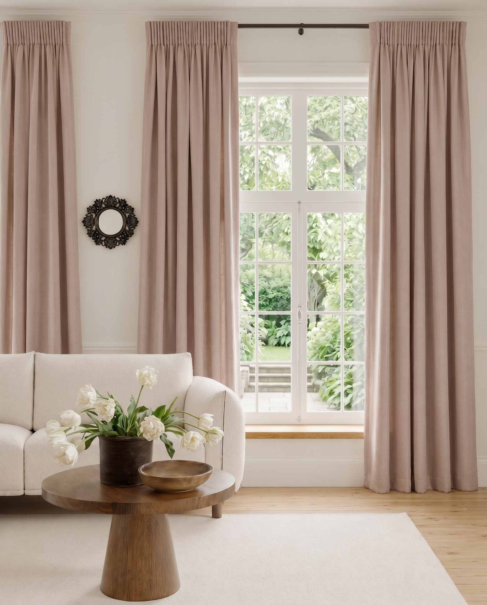 Dusty Pink Linen curtains with pencil pleat heading. Soft Linen Cotton material. Enni Old Rosa by Ada & Ina