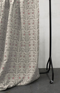 Dana Dusty Pink - Curtain fabric with pink / grey flower print