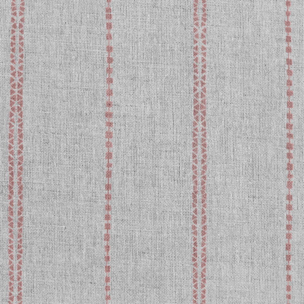 Inga-NAT Dusty Pink - Natural fabric with Pink decorative stripes, Linen Cotton mix