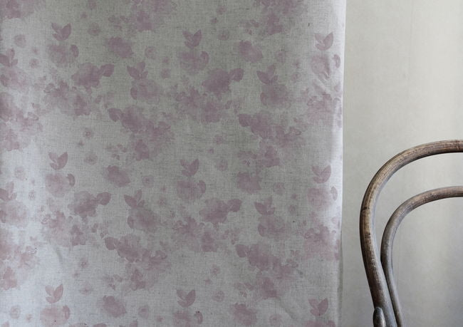 Rose Dusty Pink - Natural curtain fabric, Pink floral pattern