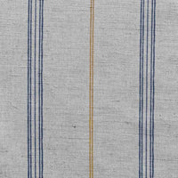 Elise Blue Ochra - Linen Cotton mix curtain fabric, Blue & Orange stripes