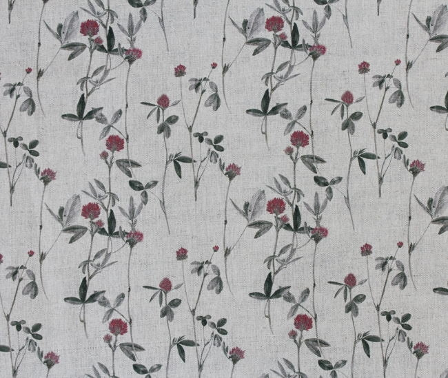 Esther Cherry - Natural fabric with Red and Grey floral print
