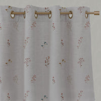 Multi-Coloured Floral Linen Eyelet Curtain - Bridget-NAT - Natural base fabric.