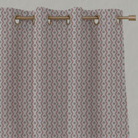 Pink Abstract Linen Eyelet Curtain - Kirabe Dusty Pink - Natural base fabric.