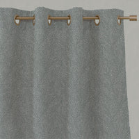 Green Botanical Linen Eyelet Curtains - Alma Sage - Natural base fabric.