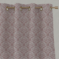 Pink Botanical Linen Eyelet Curtains - Birna Dusty Pink - Natural base fabric.