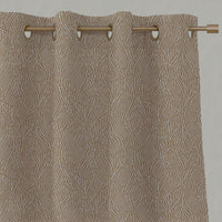 Orange / Yellow Botanical Linen Eyelet Curtains - Erica Gold Ochre - Natural base fabric.