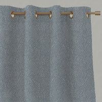 Blue Botanical Linen Eyelet Curtains - Erica True Blue - Natural base fabric.