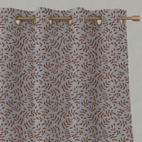 Orange Botanical Linen Eyelet Curtains - Fita Terracotta - Natural base fabric.