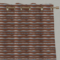 Orange Patterned Linen Eyelet Curtains - Fransibella Terracotta-NAT - Natural base fabric.