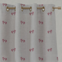 Red Kids Linen Eyelet Curtains - Horse Cherry - Natural base fabric.