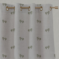 Green Kids Linen Eyelet Curtains - Horse Khaki - Natural base fabric.