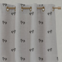 Black Kids Linen Eyelet Curtains - Horse Noir - Natural base fabric.