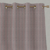 Pink Patterned Linen Eyelet Curtains - Hulda Dusty Pink - Natural base fabric.