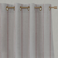 Pink Striped Linen Eyelet Curtains - Inga-NAT Dusty Pink - Natural base fabric.