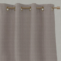 Pink Striped Linen Eyelet Curtains - Laila New Blush - Natural base fabric.