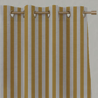 Yellow Striped Linen Eyelet Curtains - Liliana Honey-NAT - Natural base fabric.