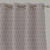 Pink Patterned Linen Eyelet Curtains - Millie Dusty Pink - Natural base fabric.