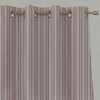 Pink Striped Linen Eyelet Curtains - Olga Dusty Pink - Natural base fabric.