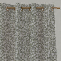 Green Botanical Linen Eyelet Curtains - Phila Khaki - Natural base fabric.