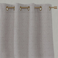 Pink Patterned Linen Eyelet Curtains - Pia Dusty Pink - Natural base fabric.