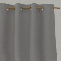 Black Striped Linen Eyelet Curtains - Pinni Noir - Natural base fabric.