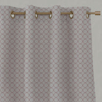 Pink Patterned Linen Eyelet Curtains - Rosalina Dusty Pink - Natural base fabric.
