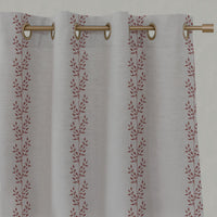 Shena Crimson Red - Natural fabric with botanical Red print
