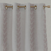 Shena Dusty Pink Curtain Eyelet - Natural fabric with botanical Pink print