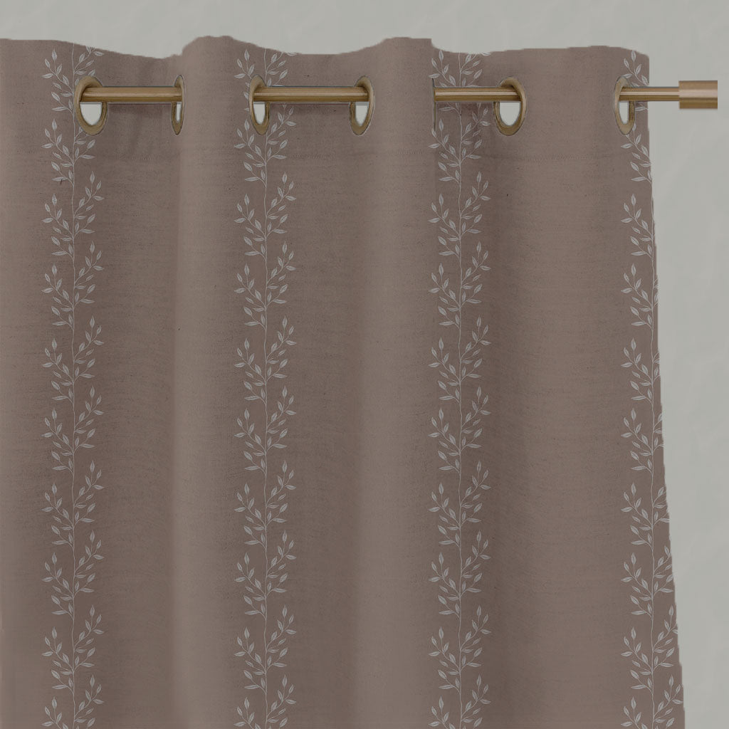 Shena New Blush INV eyelet curtains - White fabric with botanical Pink inverted print