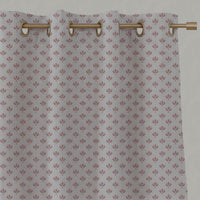 Pink Botanical Linen Eyelet Curtain - Olgie Dusty Pink - Natural base fabric.